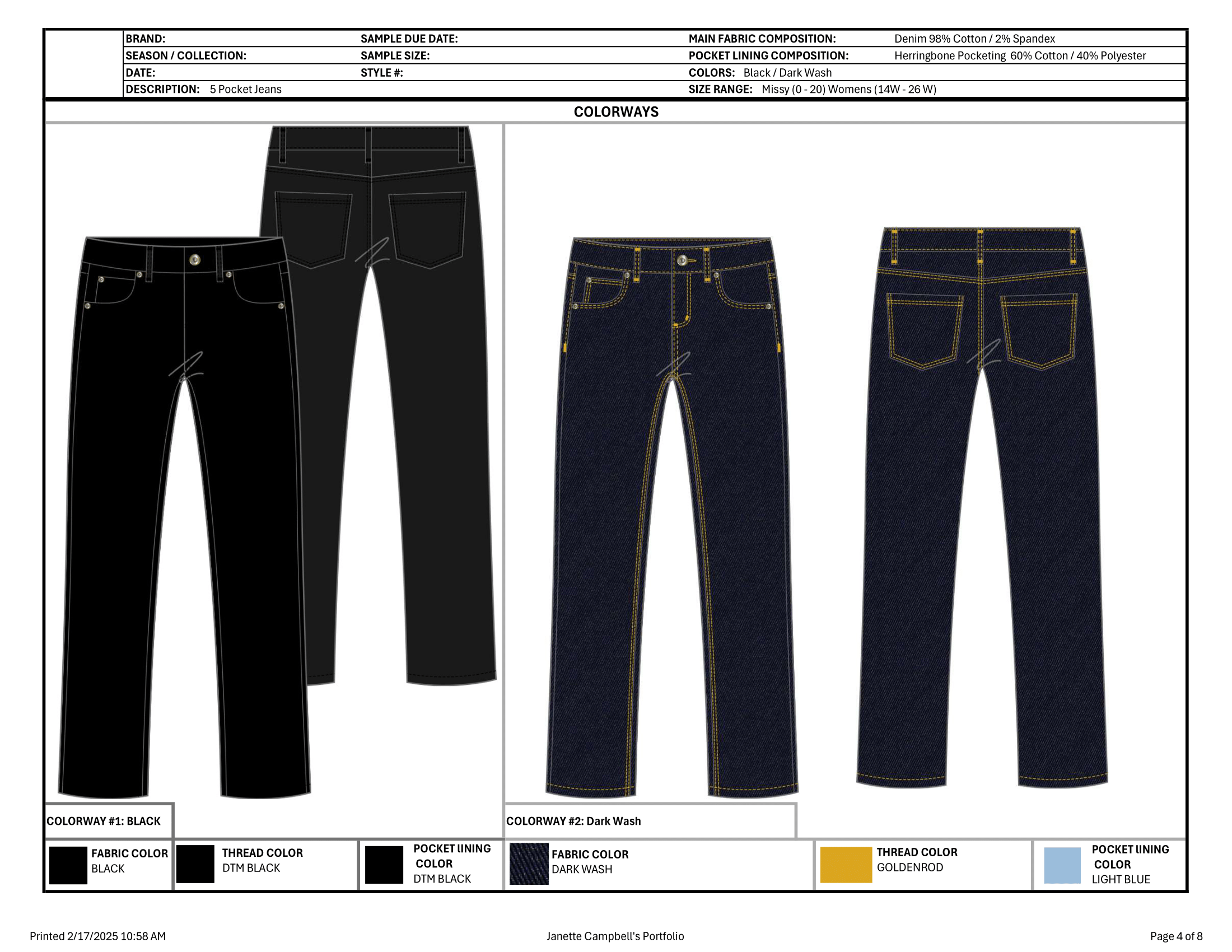 5 pocket jean tech pack